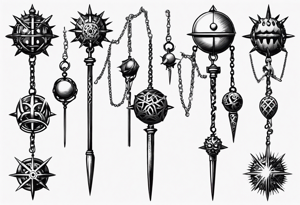 spiked ball mace on a chain tattoo idea