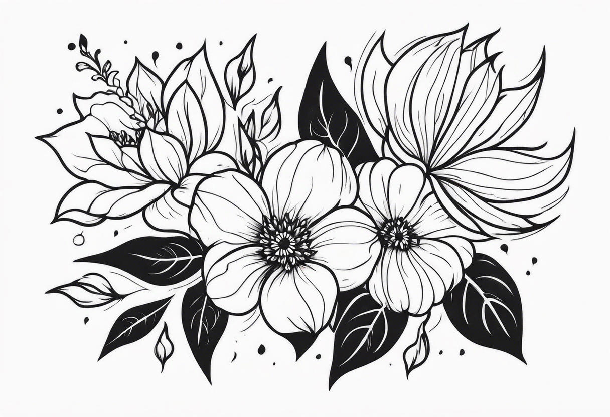 Flowers that burn and have black 
flames on them tattoo idea