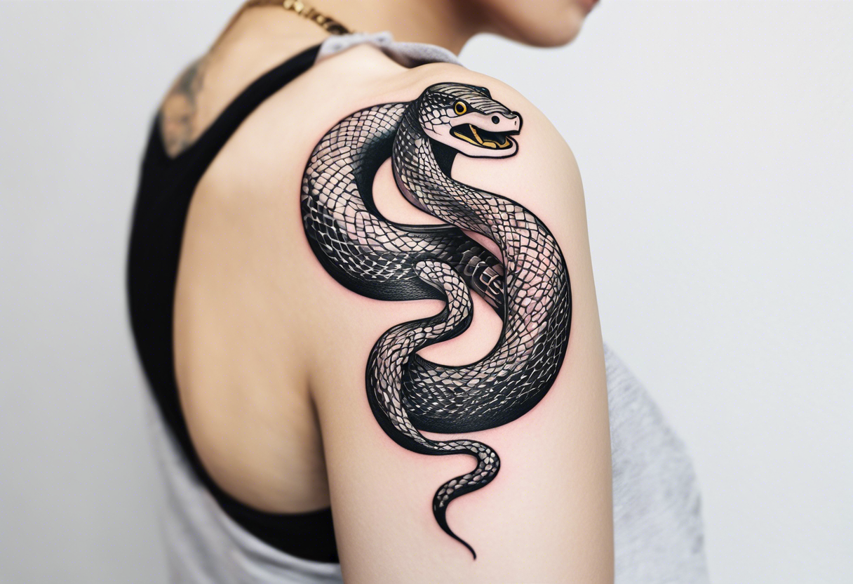 top of a snake straight line tattoo idea