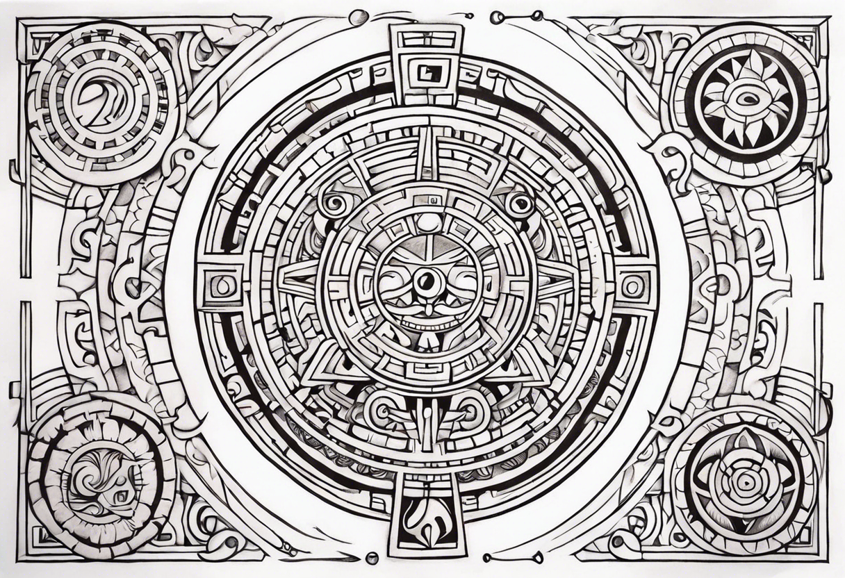 Mayan Zodiac full knee tattoo idea