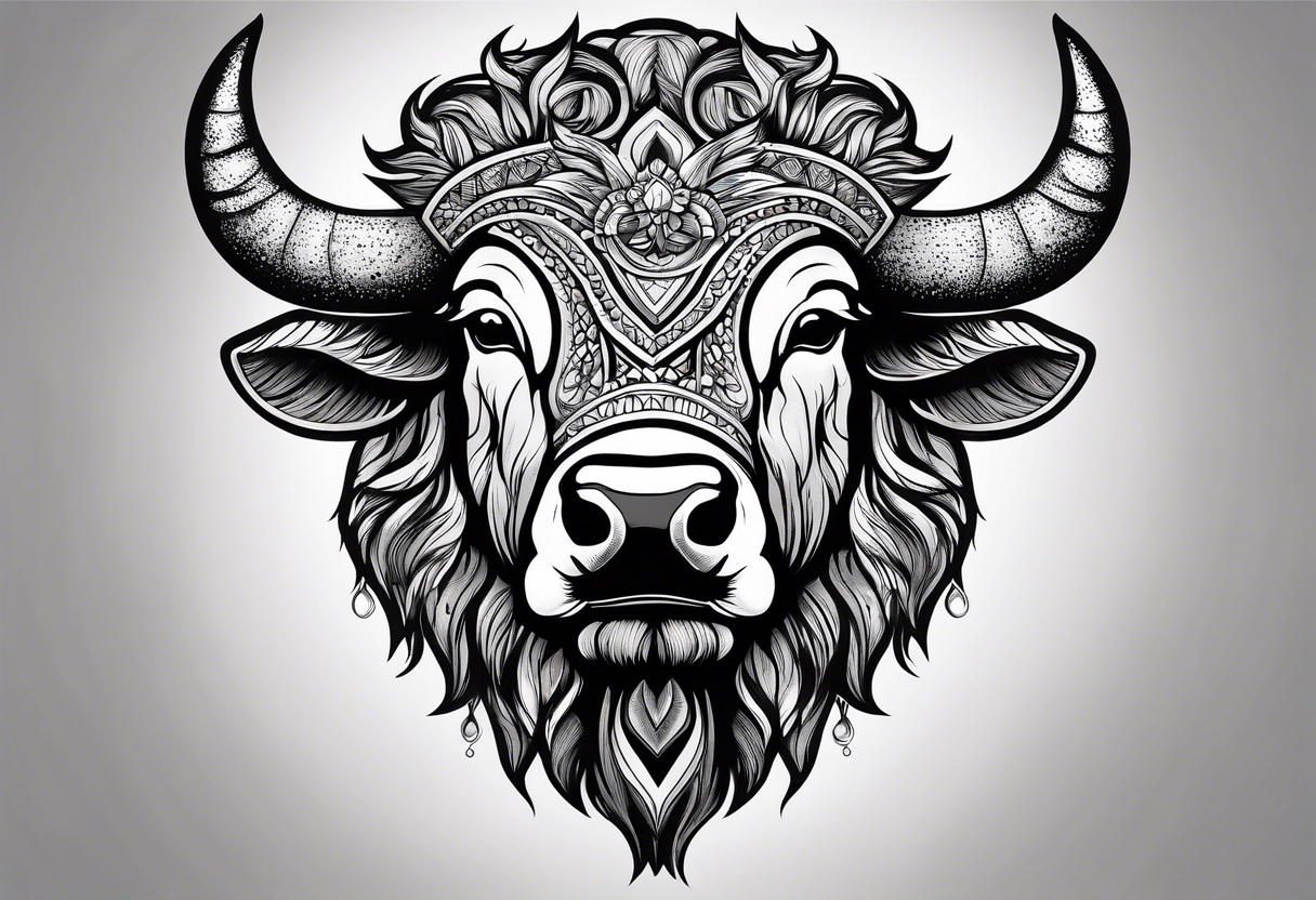 Bison head outline tattoo idea