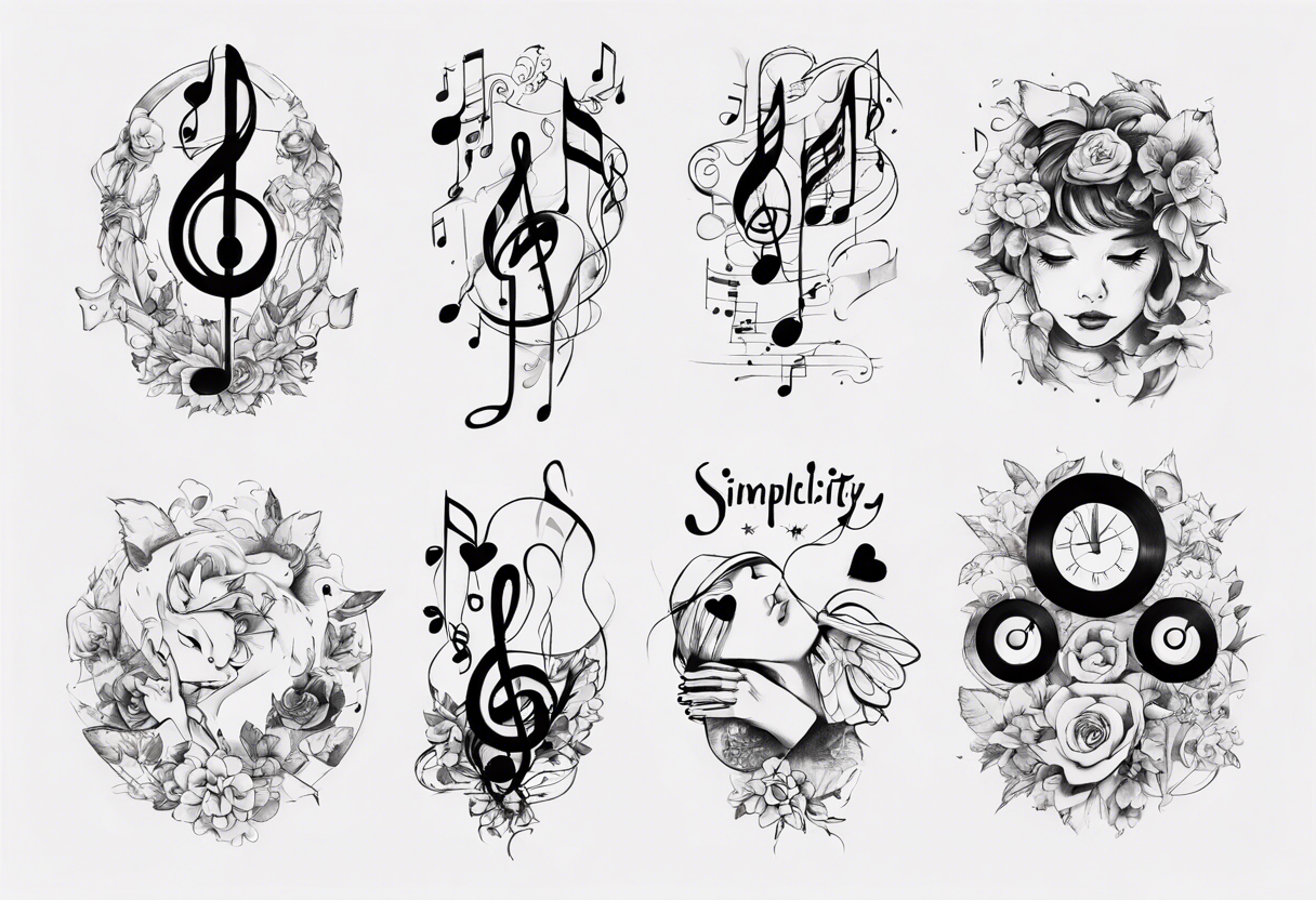 Simplicity love with music inspiration tattoo idea