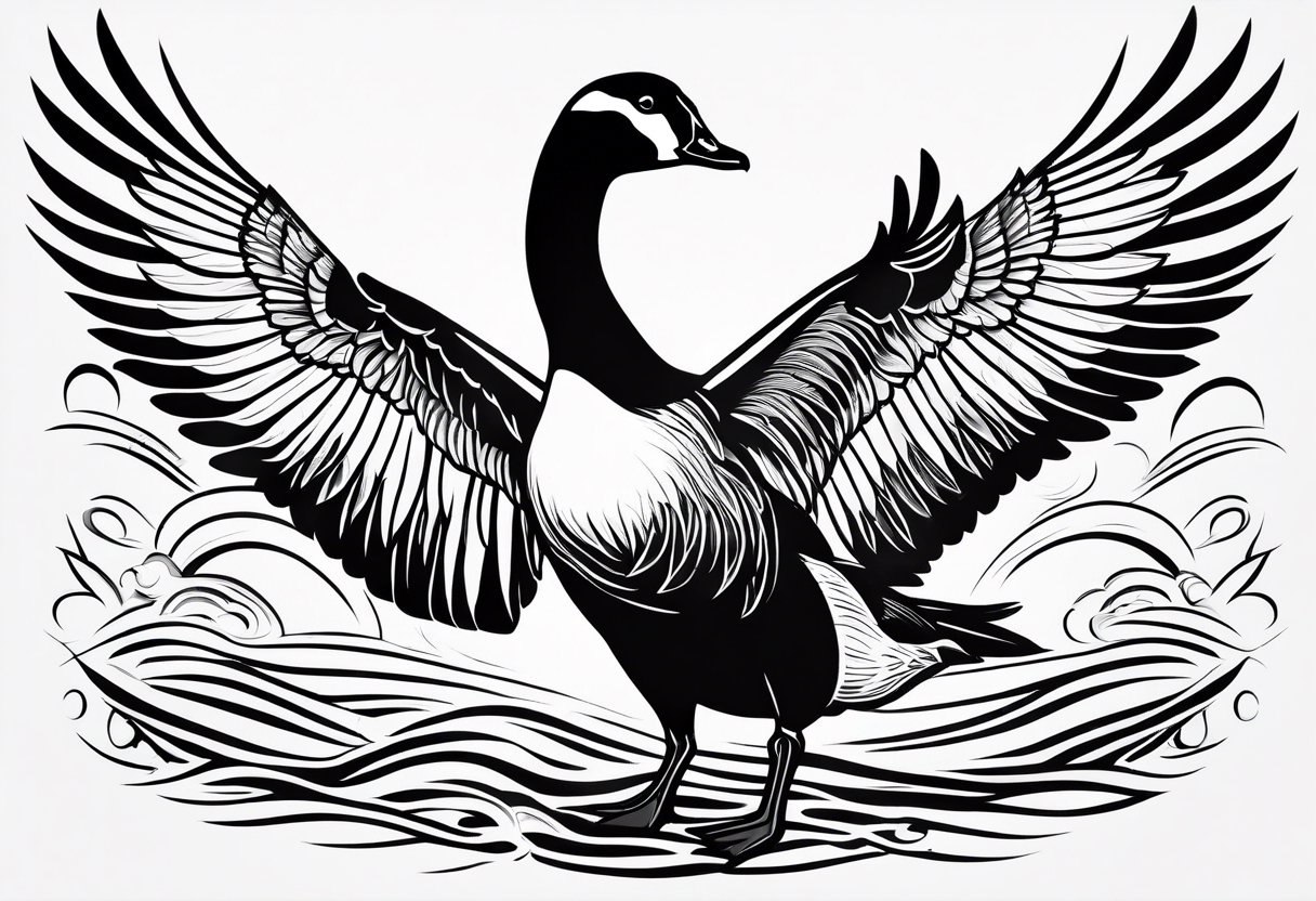 flying canadian goose tattoo idea