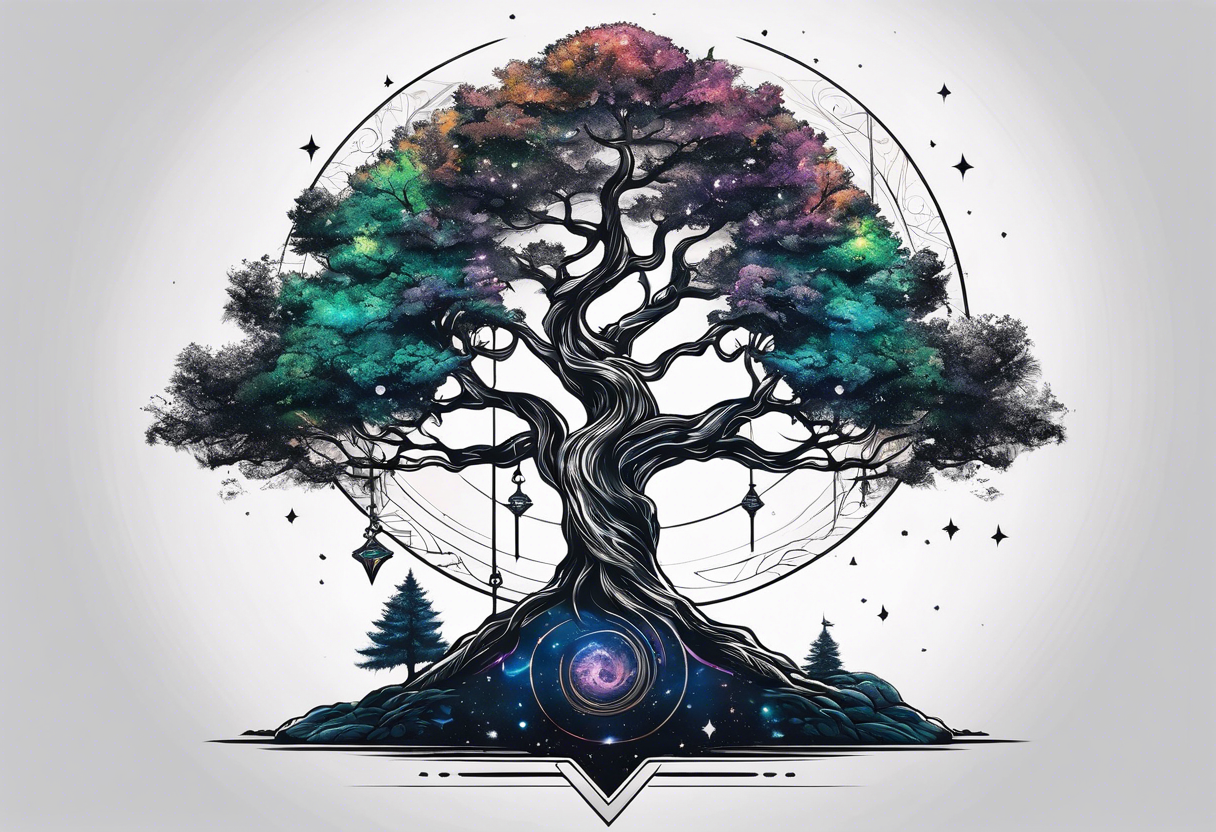 Tree with Jedi symbol and a together forever through time and space tattoo idea