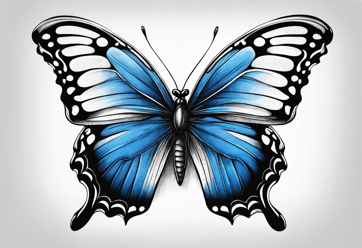 Blue butterfly tattoo idea