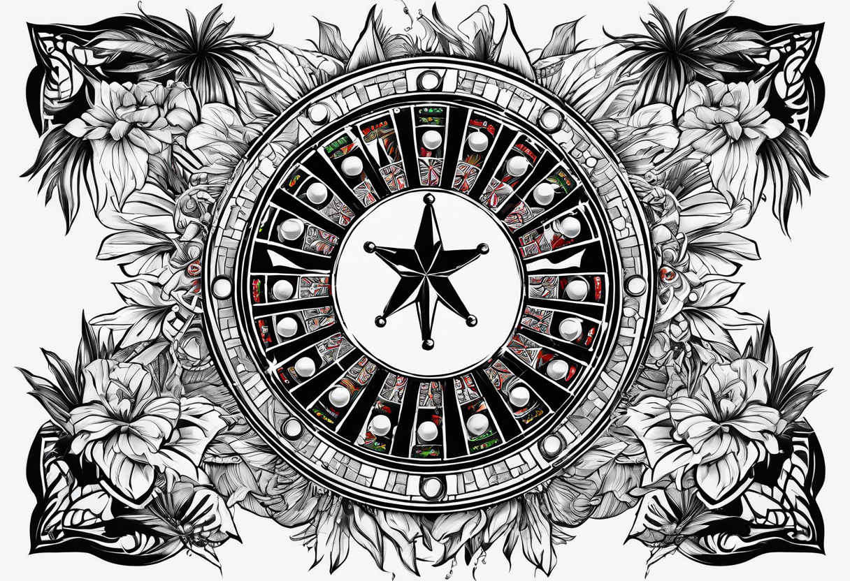 ROULETTE casino card games dice sun palm tree tattoo idea