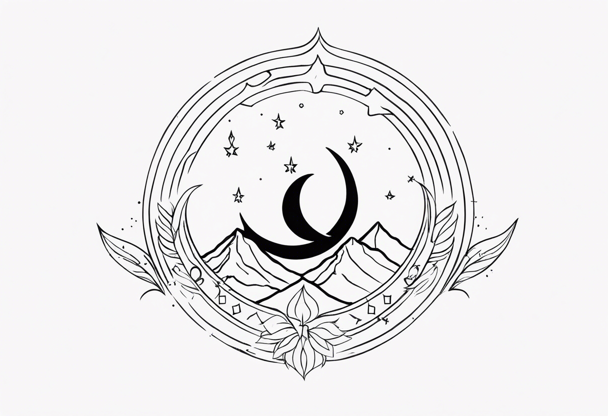 explore symbole 
sacred crescent moon 
glyph 
fire 
celestial tattoo idea