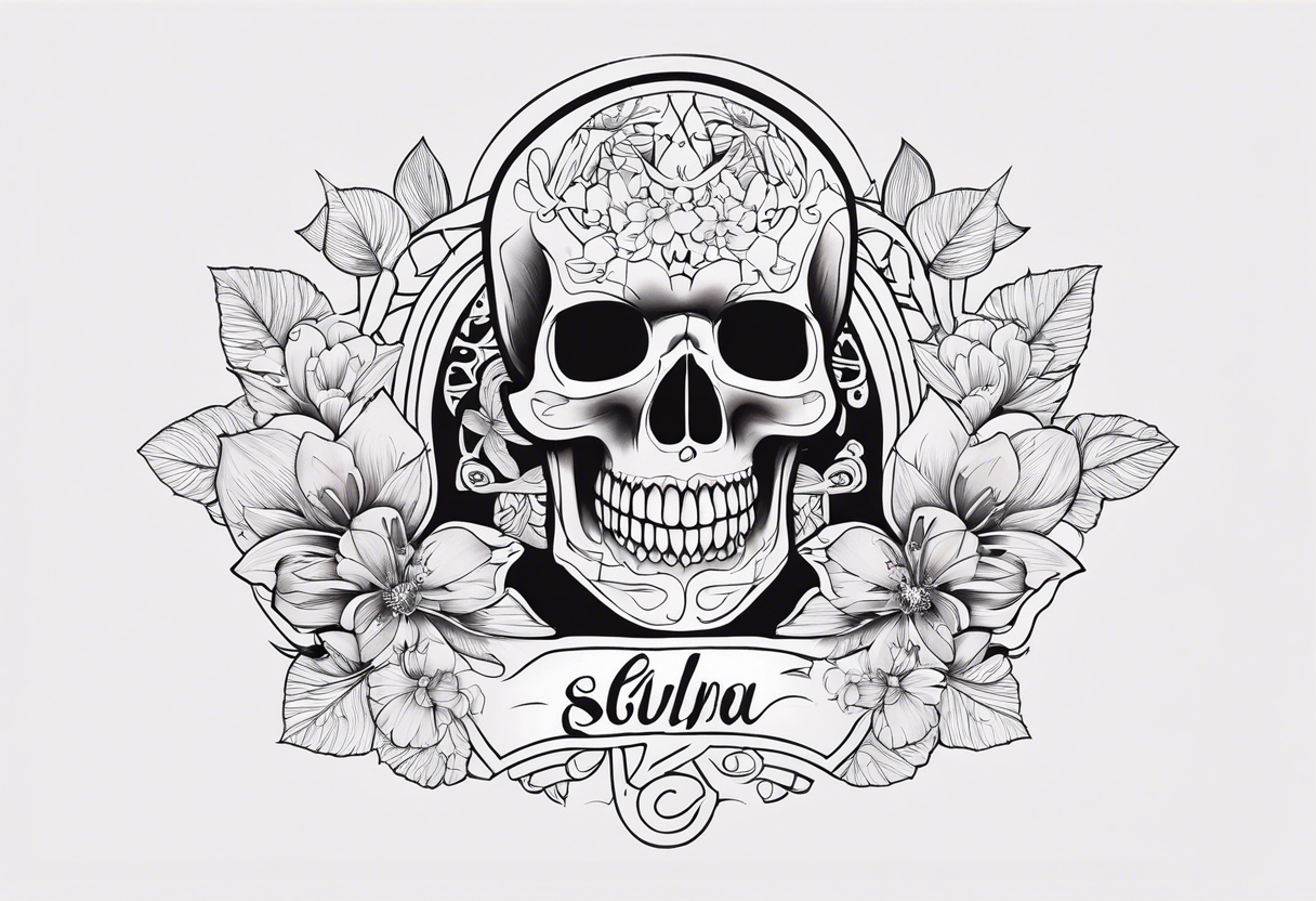 Hourglass skull Sakura tattoo idea