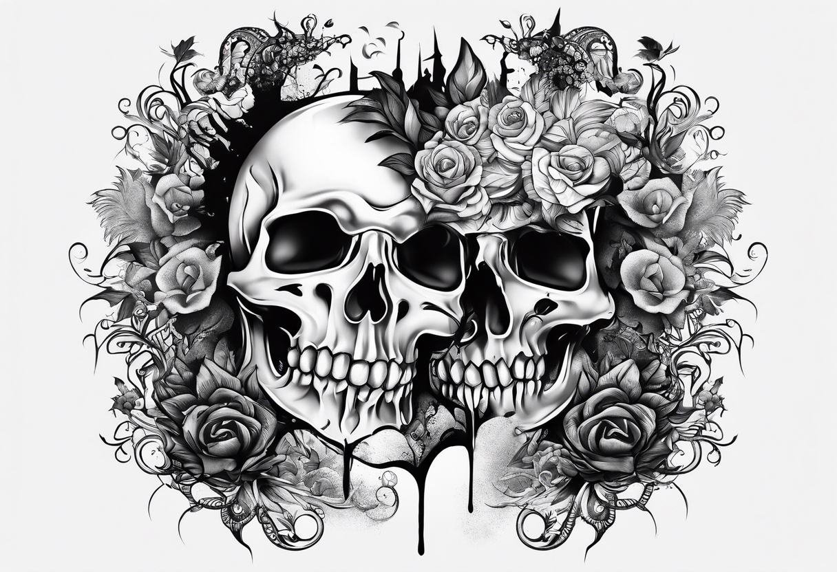 mist death, emphasizing a vague, unclear feeling, make image simple tattoo idea