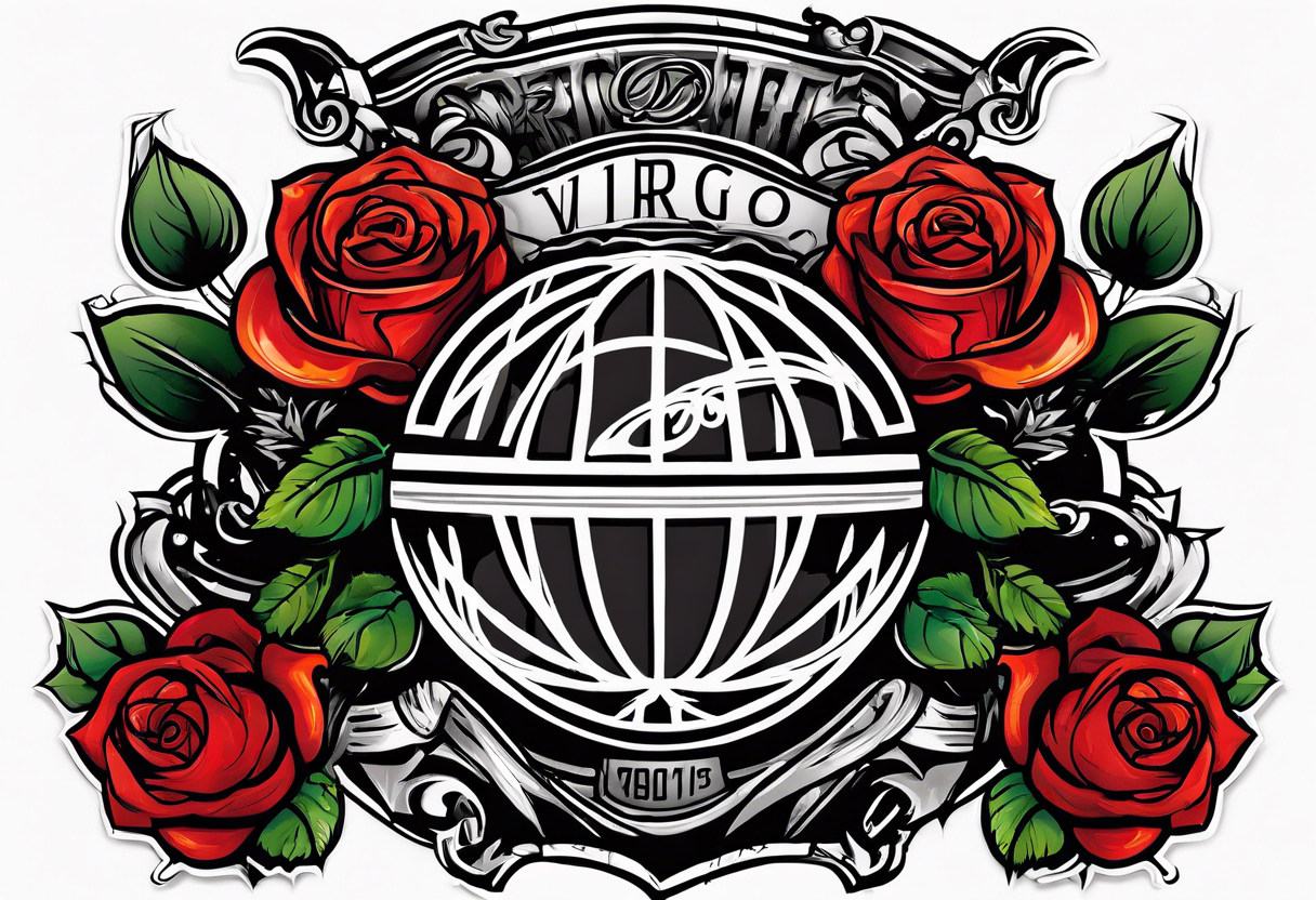 basketball , detroit , roses , virgo logo tattoo idea