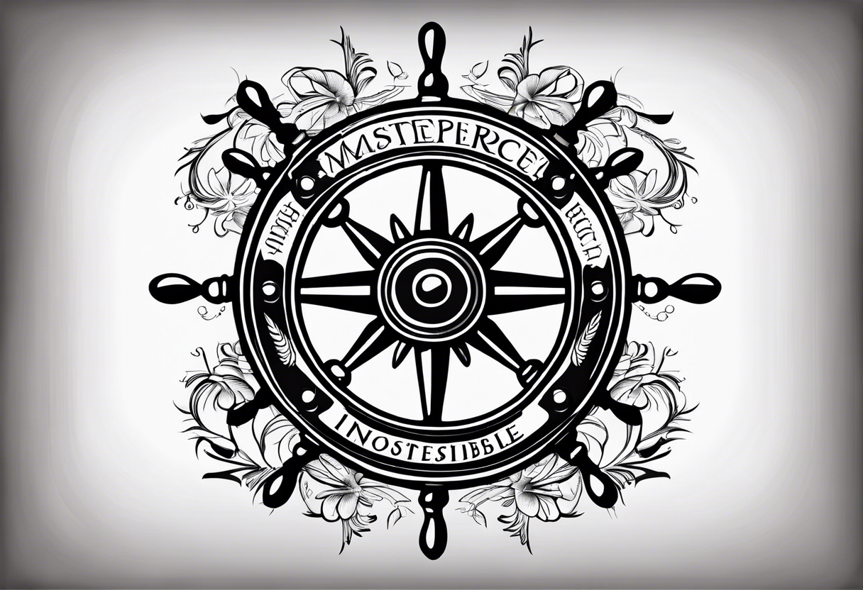 ships wheel with the motto with courage nothing is impossible tattoo idea