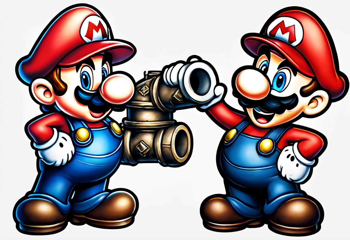 Mario and Luigi sucked down a plumbers pipe tattoo idea