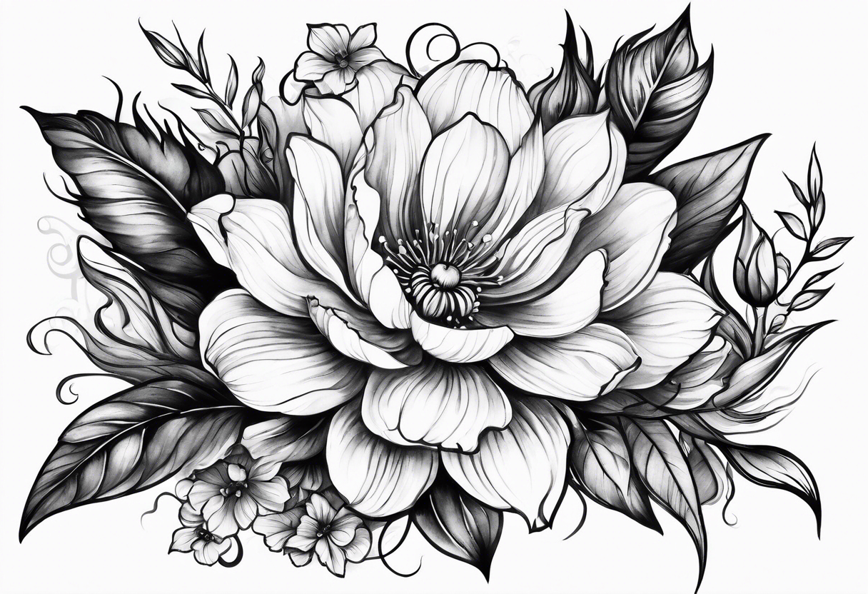 Floral floor ground framing garden tattoo idea