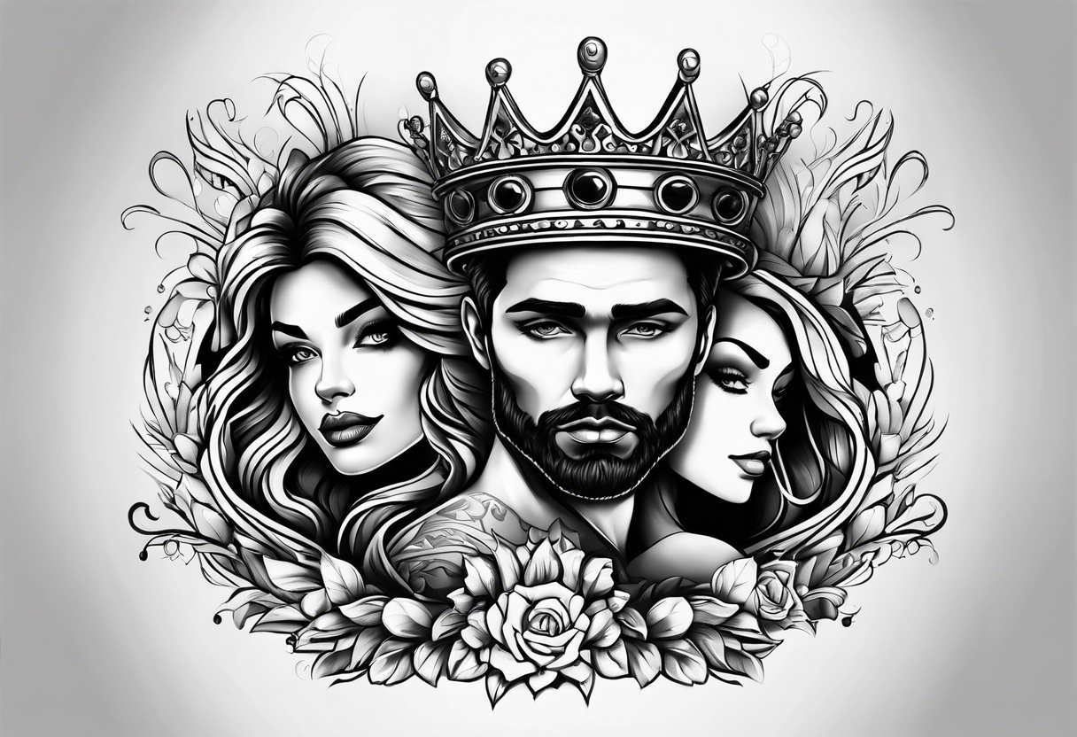 Couples tattoo with king crown and name (Tyler) tattoo idea