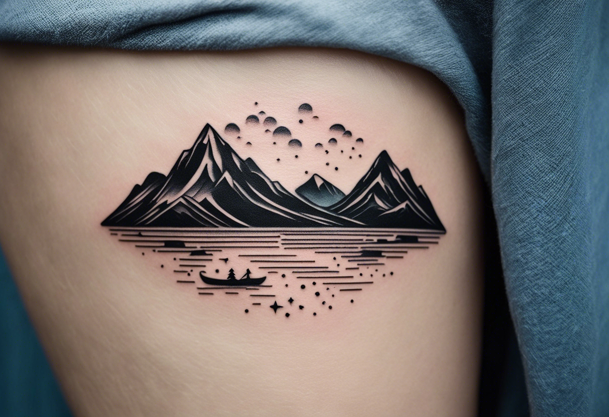 Coktak Small Geometry Black Mountain Temporary Tattoos Men - Temu Kuwait