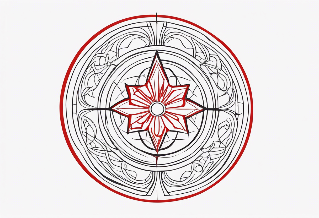 circular red mark, brand, sigil, shade of a spirit tattoo idea