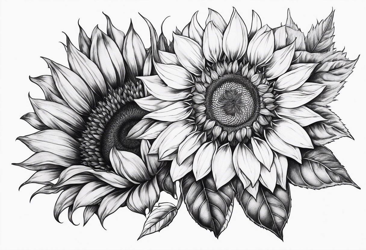 Half Capricorn and half sunflower tattoo idea