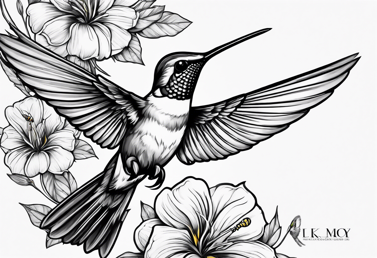 Hummingbird battling a wasp tattoo idea