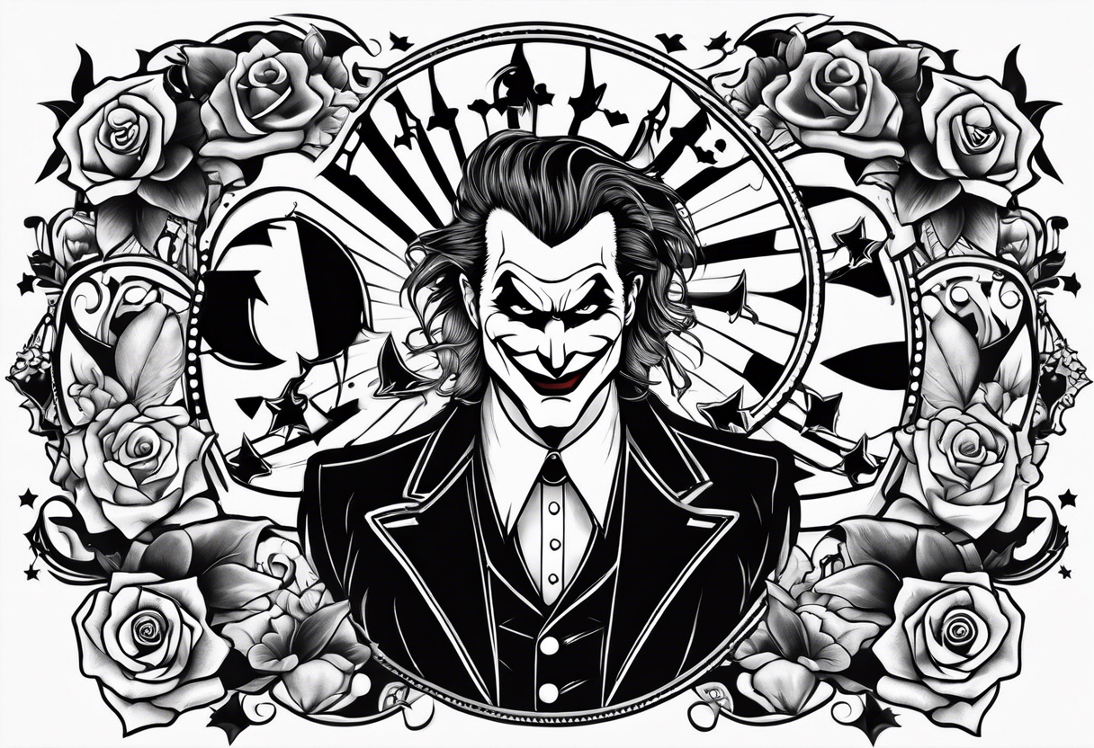 joker and batman on card game tattoo idea