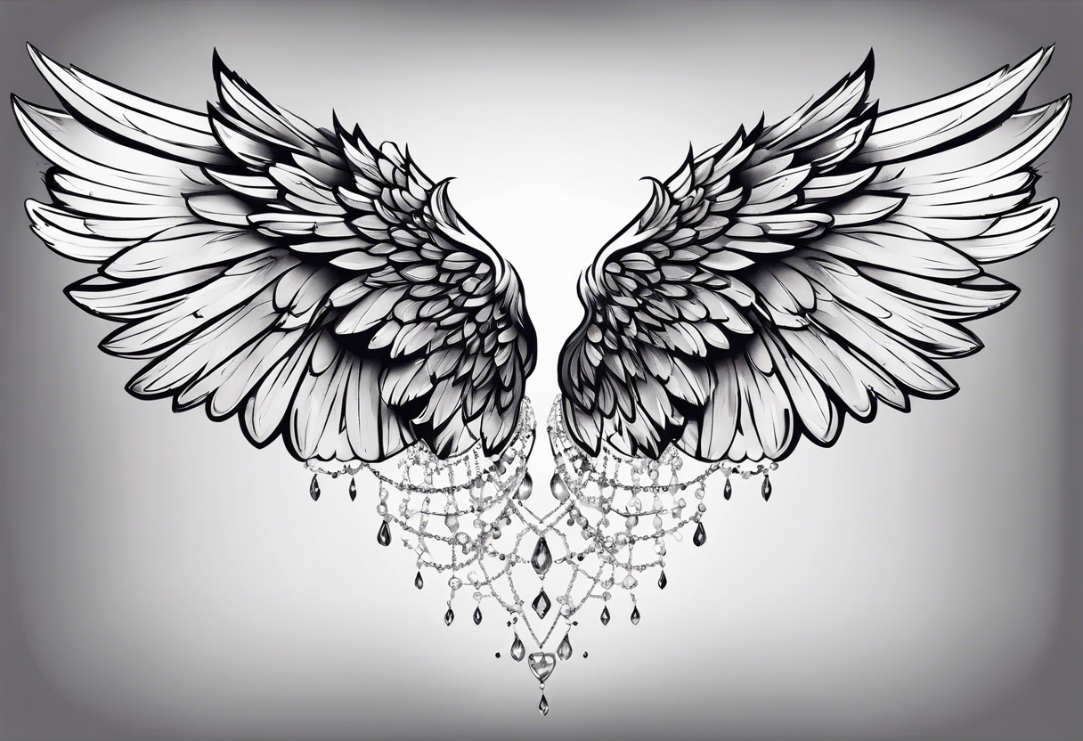 Diamond angel wings tattoo idea