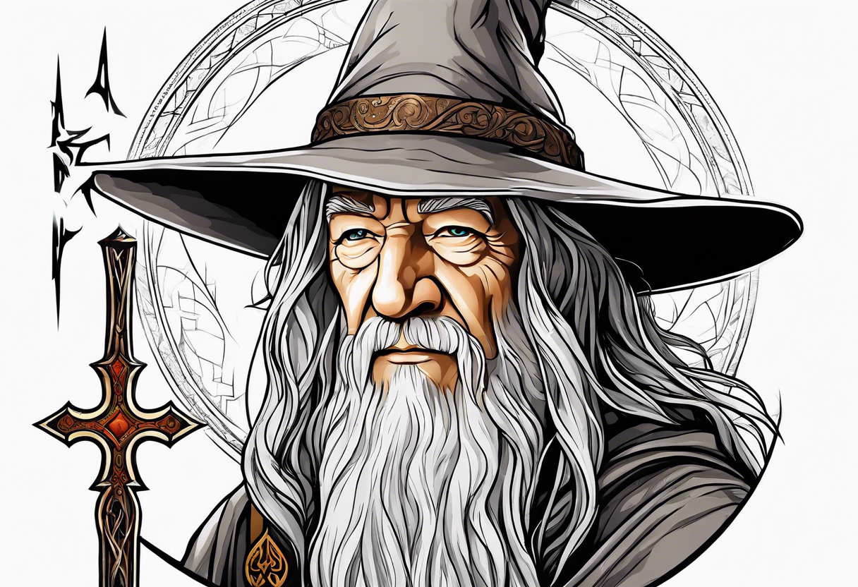 Gandalf with Santiago cross tattoo idea