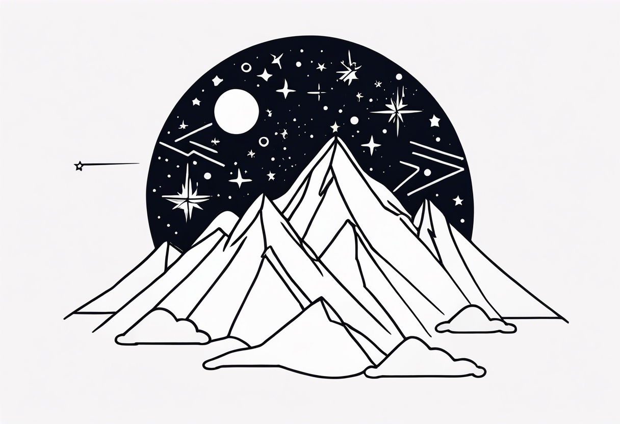 Constellation over mountains with stars tattoo idea