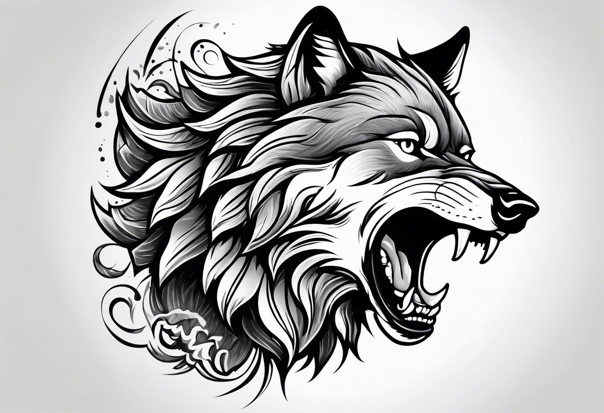 wolf growling tattoo idea