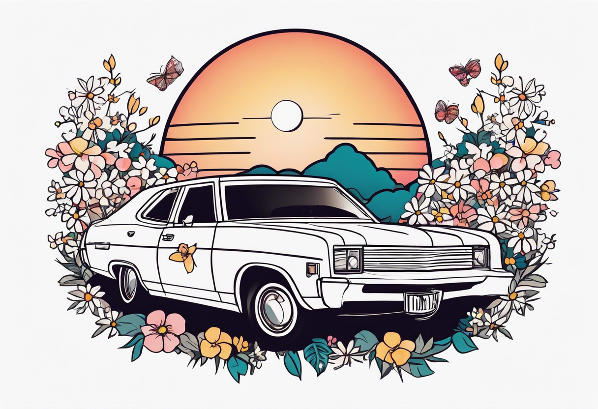 vista cruiser, vintage 70s, groovy, flowers, cute, girly tattoo idea