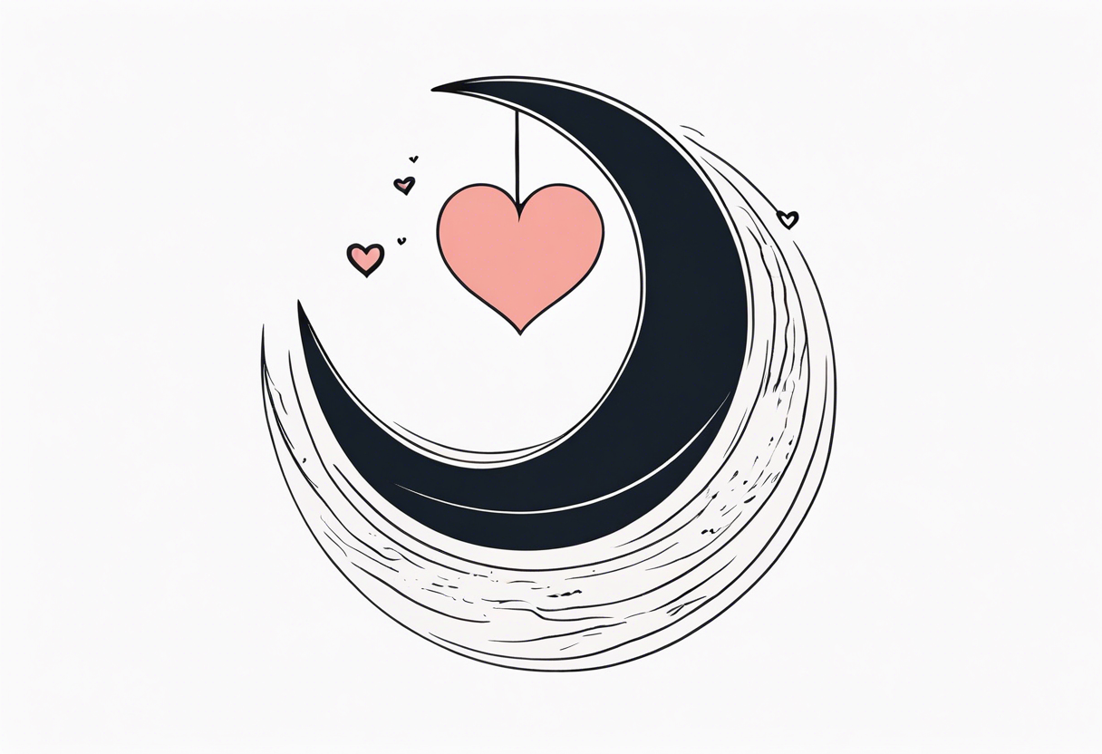 Crescent moon with a love heart inside tattoo idea