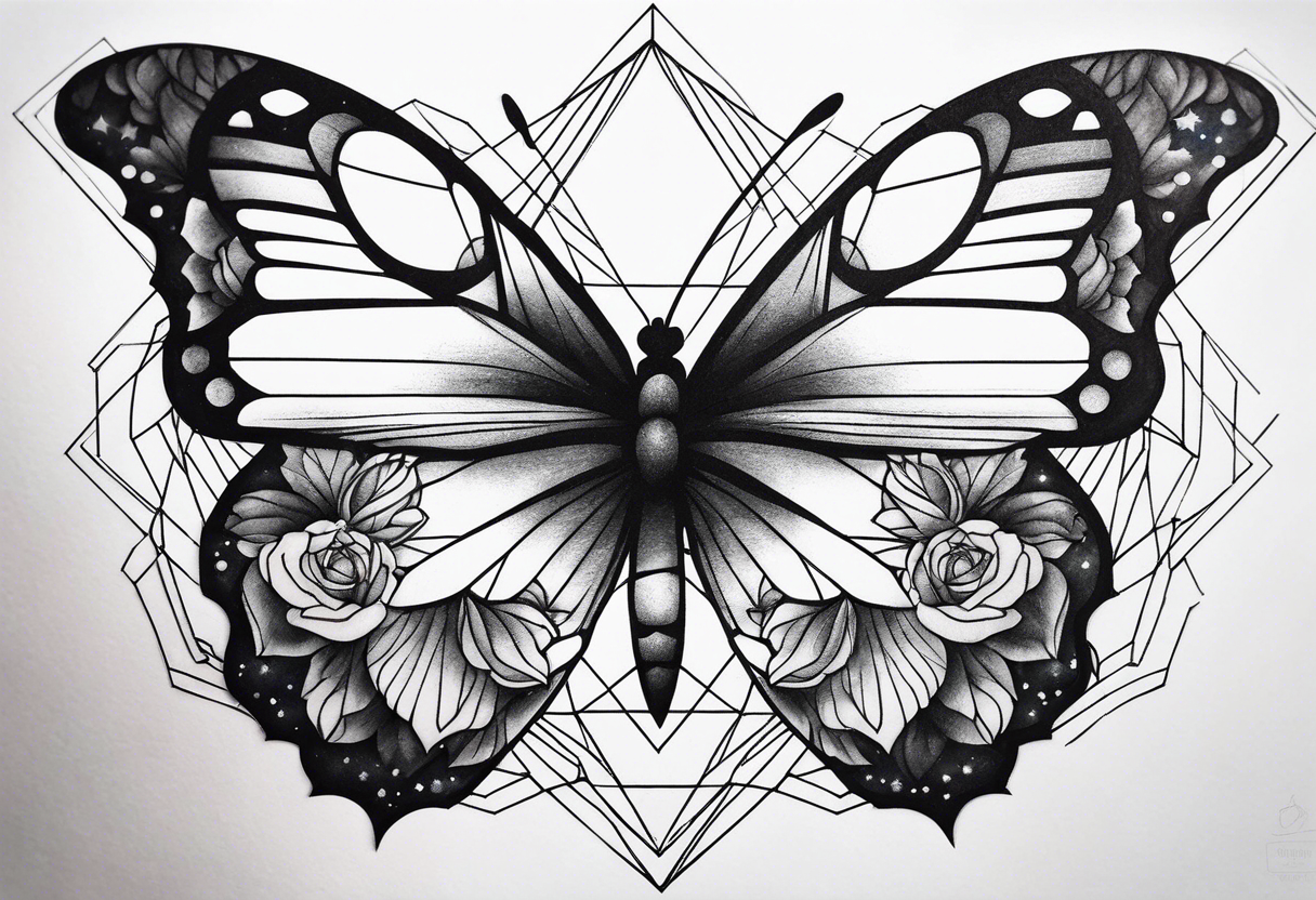 Galaxy Butterfly Peony Geometric Celestial Tattoo Ideas tattoo idea