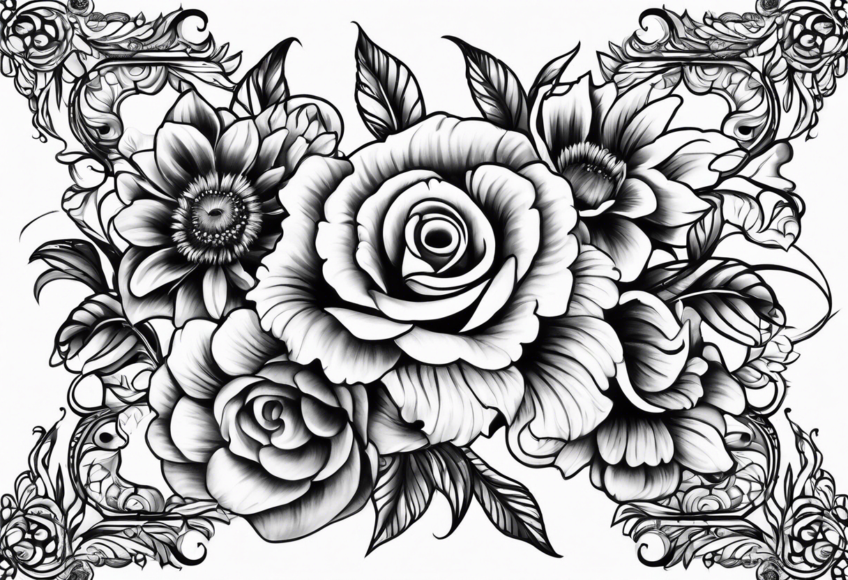 Floral table runner tattoo idea