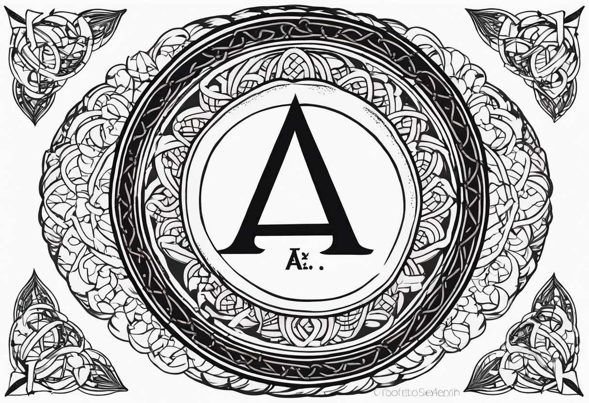 Δ inside a circle made from chain and rope elements. Plain text inside a circle, ornamental outside. tattoo idea