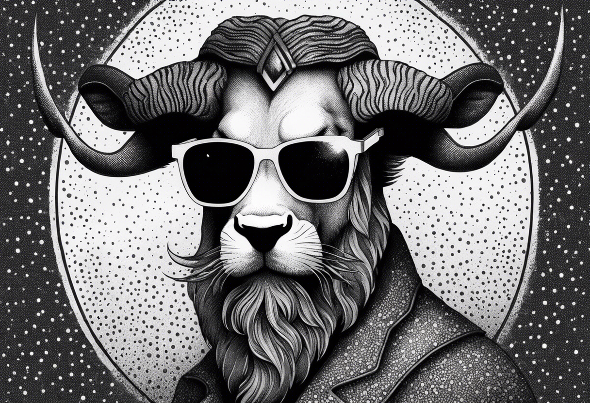 capricorn with beard and sunglasses tattoo idea