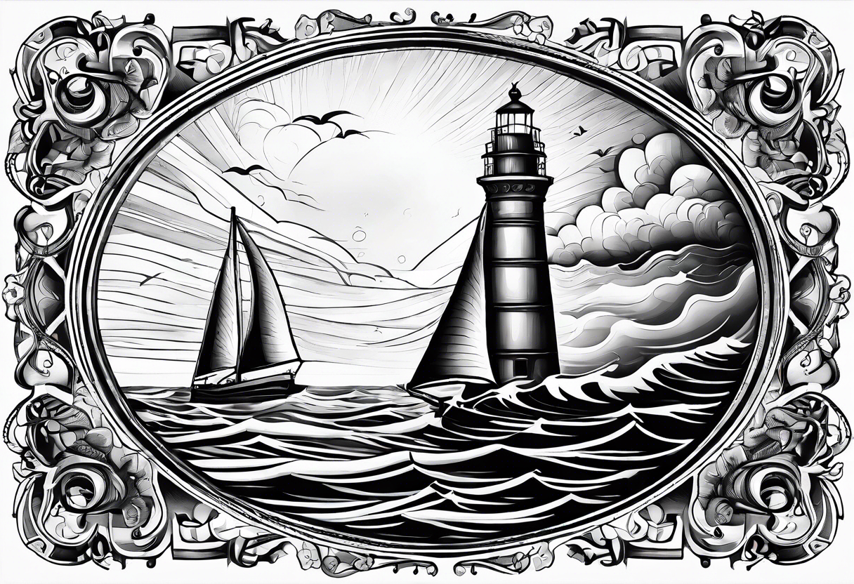 mat  de voilier en forme de phare marin. tattoo idea