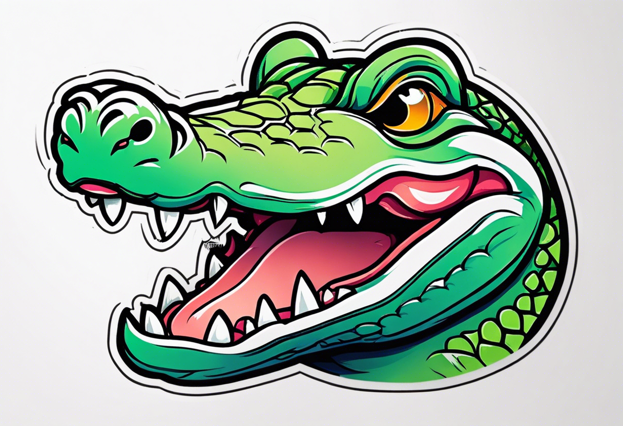 cute face baby small crocodile tattoo idea