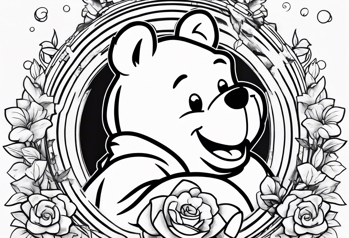 Winnie Pooh holding hand in the honey tattoo idea