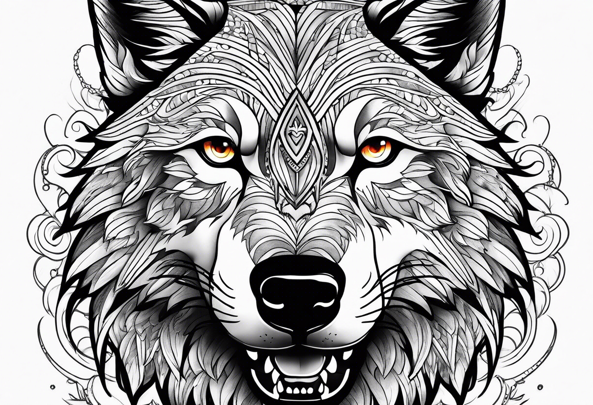 wolf growling tattoo idea