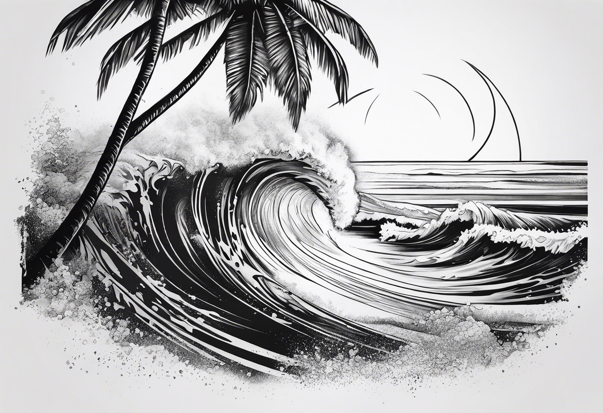 Palm tree, surfing tattoo idea