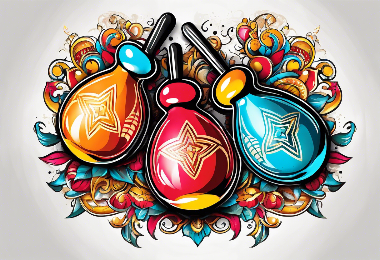 2 colorfull swinging maracas with cuban star tattoo idea