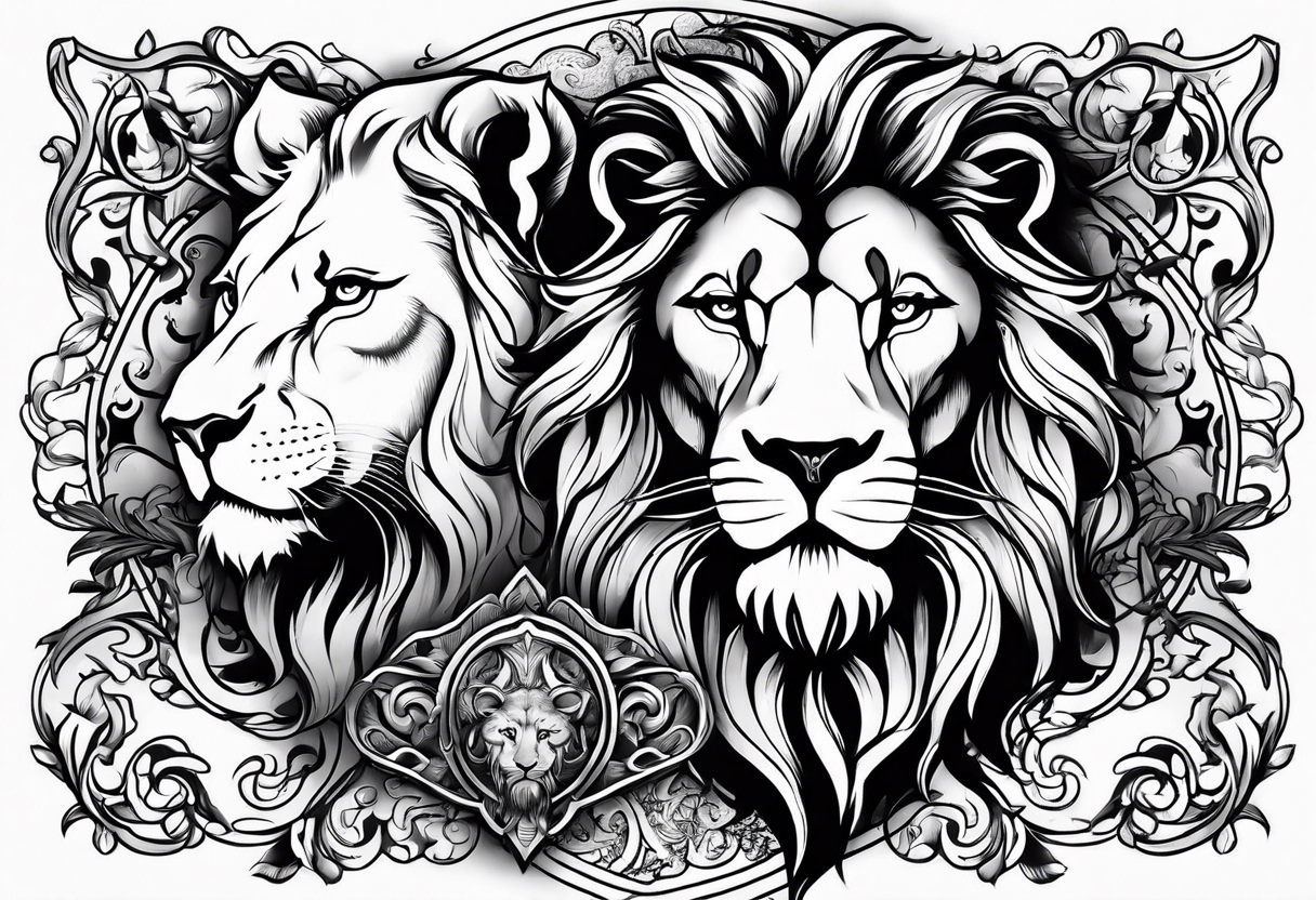 3 aries & lion tattoo idea