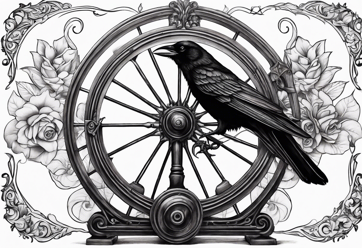 Magnificent with spinning wheel and crow from sleeping beauty tattoo idea