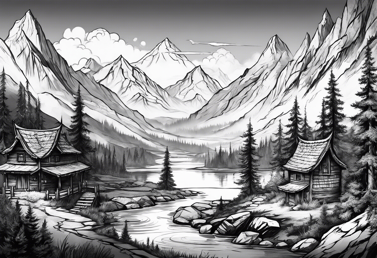 Skyrim landscape tattoo idea