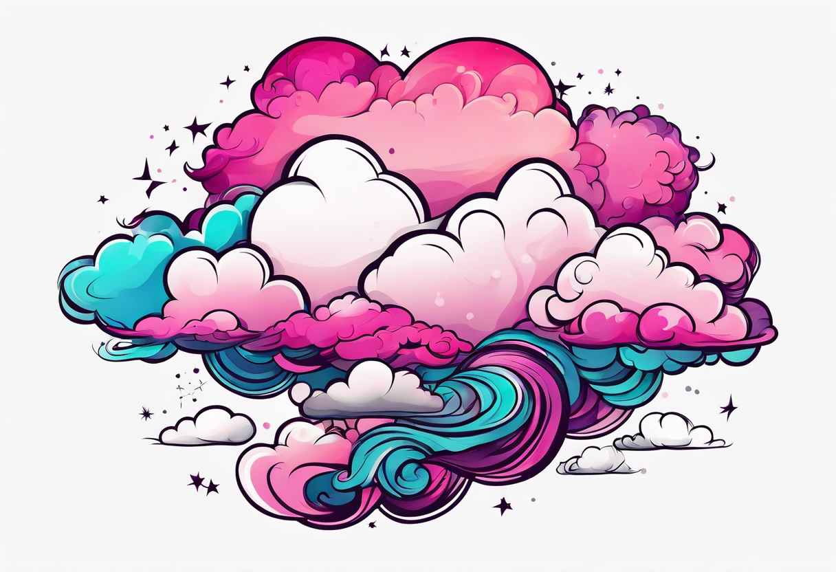 pink fluffy clouds tattoo idea