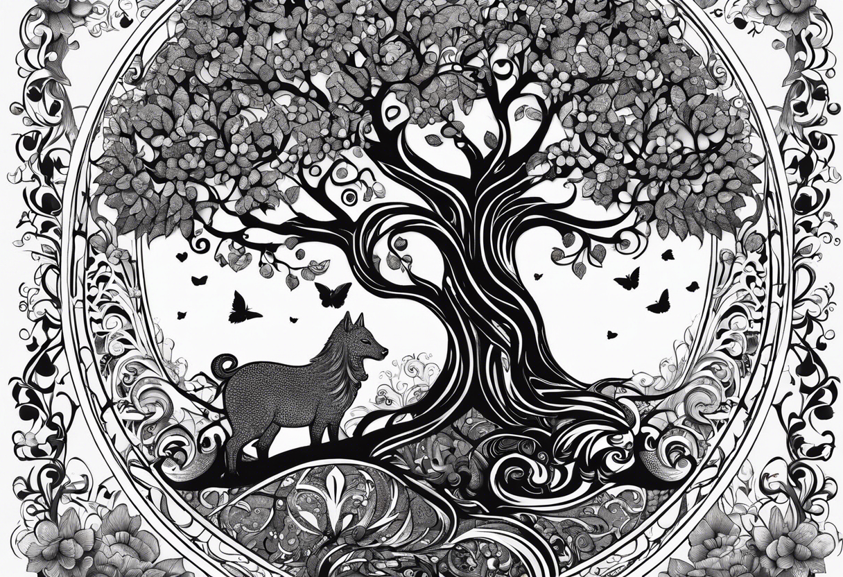 tree of life with kids birthdays involved 10/13/10, 5/29/13, 8/5/15 tattoo idea