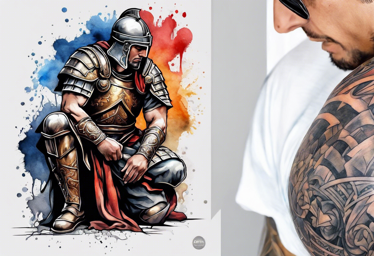 Roman soldier kneeling tattoo idea