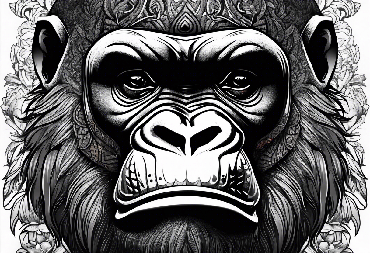 Full body African gorilla tattoo idea