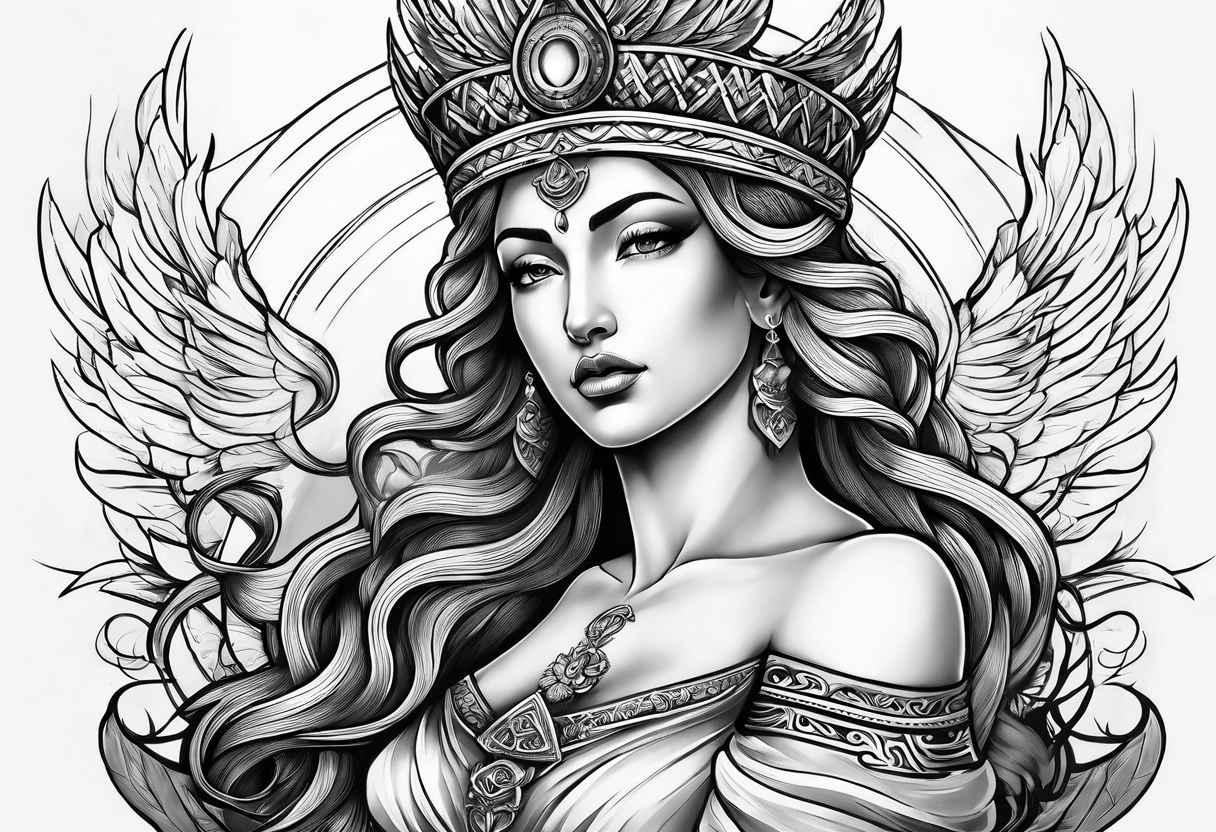 Forearm tattoo of the goddess Justicia tattoo idea