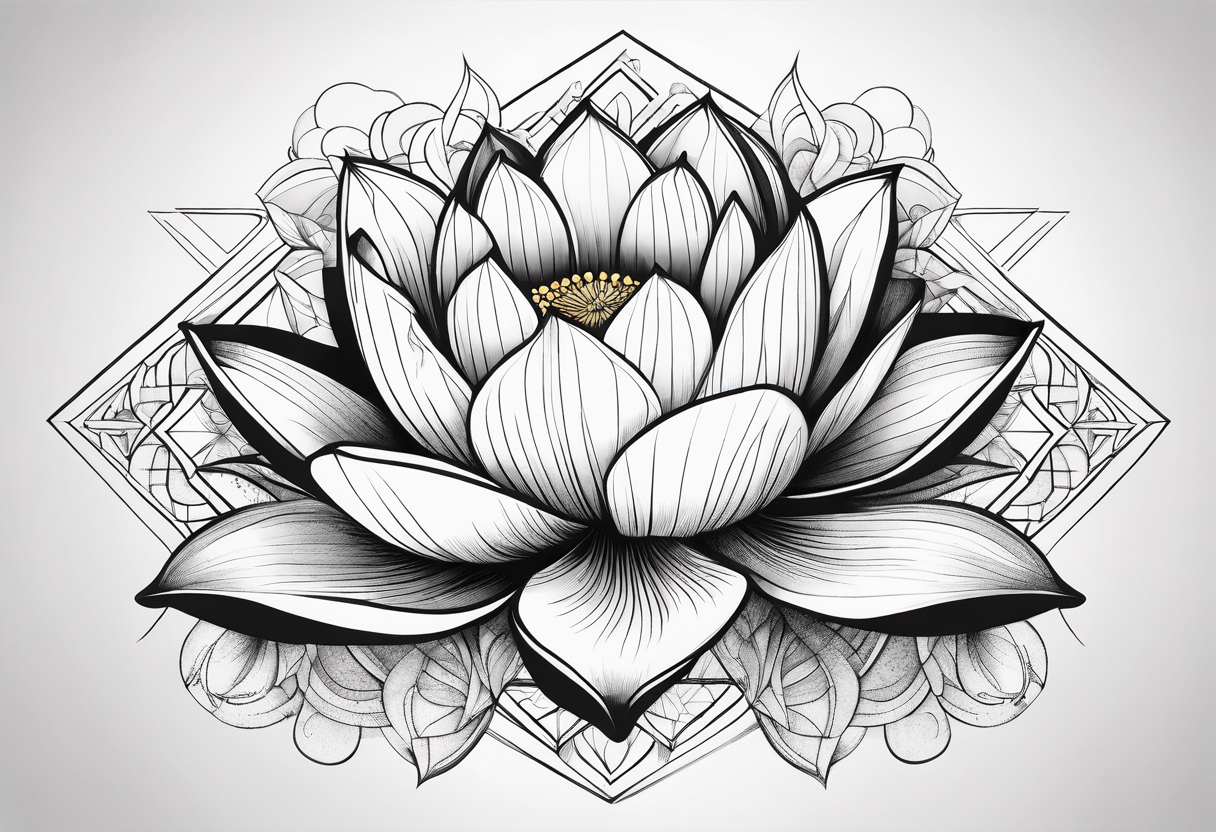 Lotus flower with geometric shapes tattoo idea