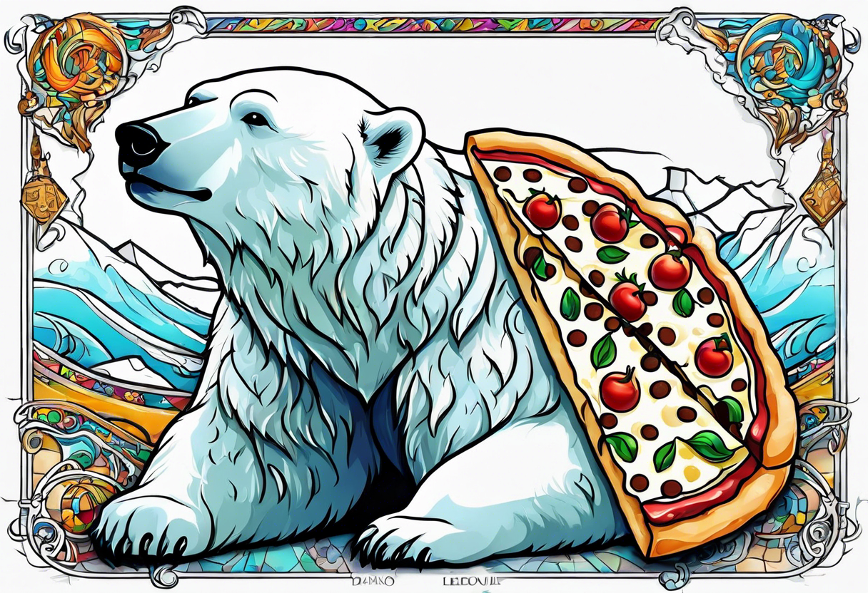 polar bear music pizza tattoo idea