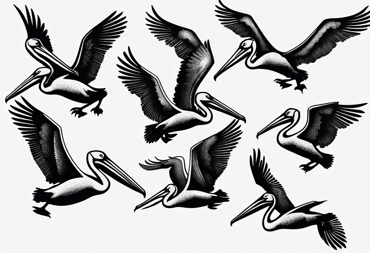 Pelican silhouette series in flight tattoo idea